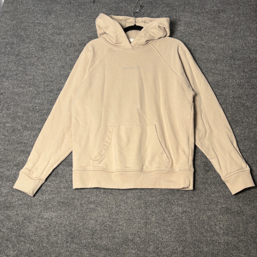 Unlabeled Brand Mens Hoodie‎ Tan Beige 100% Cotton French Terry Sweatshirt Small